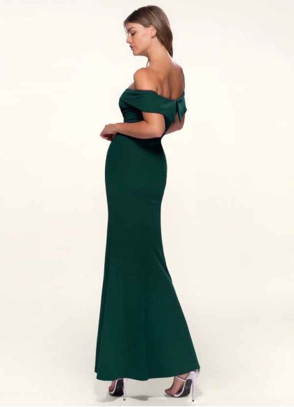 Blush Mark My Valentine Dark Emerald Stretch Crepe Maxi Dress Blush Mark My Valentine Dark Emerald Stretch Crepe Maxi Dress