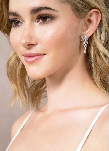 Floral Leaf Rhinestone Drop Earrings