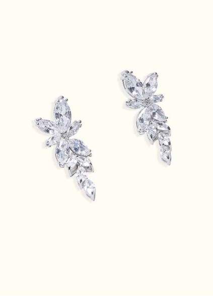 Floral Leaf Rhinestone Drop Earrings Floral Leaf Rhinestone Drop Earrings