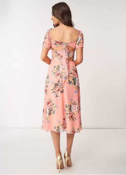 AZ Occasions Flower Meadow Floral Print Chiffon Midi Dress AZ Occasions Flower Meadow Floral Print Chiffon Midi Dress