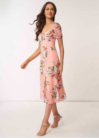 AZ Occasions Flower Meadow Floral Print Chiffon Midi Dress AZ Occasions Flower Meadow Floral Print Chiffon Midi Dress