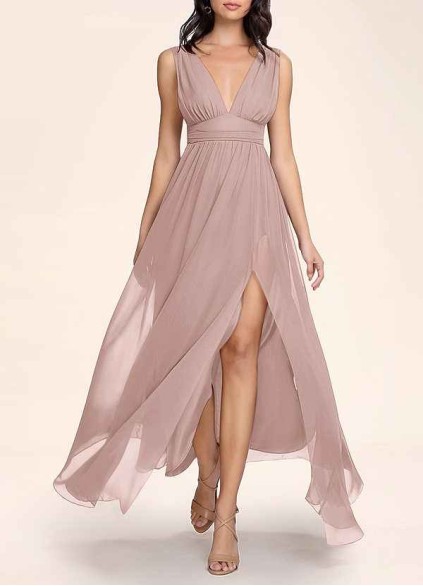 AZ Occasions Dancing Queen Dusty Rose Chiffon Maxi Dress AZ Occasions Dancing Queen Dusty Rose Chiffon Maxi Dress
