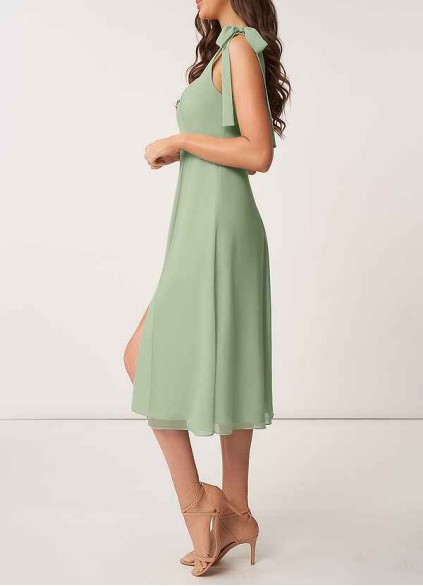 AZ Occasions Bow Tie Chiffon Midi Dress With Slit AZ Occasions Bow Tie Chiffon Midi Dress With Slit