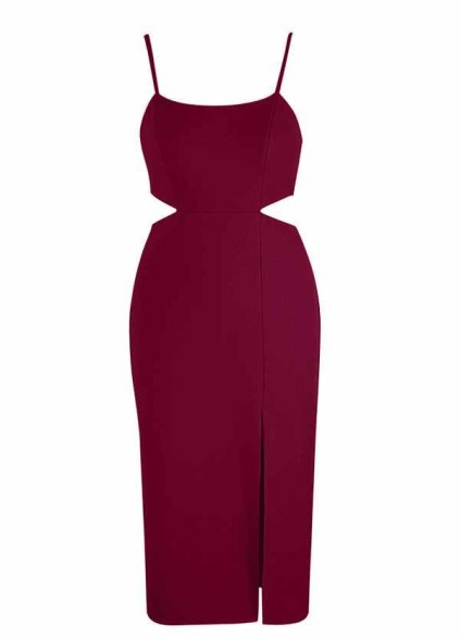 AZ Occasions Midi Stretch Crepe Dress with Side Cutouts and Slit AZ Occasions Midi Stretch Crepe Dress with Side Cutouts and Slit