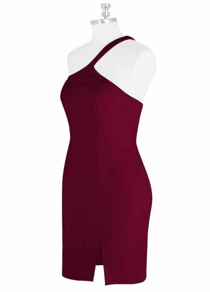 AZ Occasions Mini Stretch Crepe Dress with One Shoulder Strap AZ Occasions Mini Stretch Crepe Dress with One Shoulder Strap