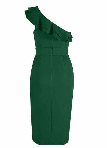 AZ Occasions One Shoulder Ruffle Midi Dress